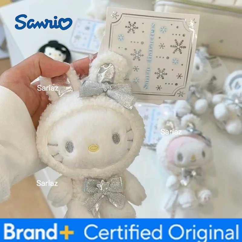Sanrio First Snow Winter Collection Kuromi Kitty Melody Anime Plush doll Pendant Snow bunny Cinnamoroll Stuffed Animals charm H251225
