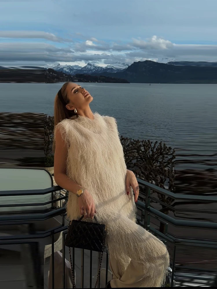 Tassel Womens Pant Sets Sleeveless ONeck Top Female Straight Solid Elegant Fashion Suit Casual Chic Women 251225