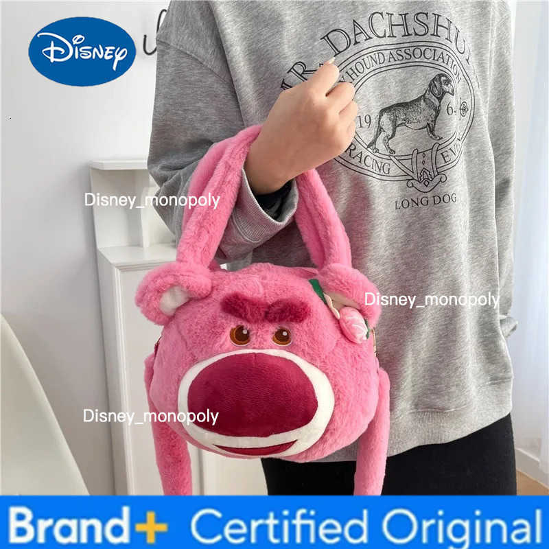 Disney New Winnie The Pooh Stitch Plush Crossbody Bag Large Capacity Girly Shoulder Cartoon Strawberry Bear Handbag H251225