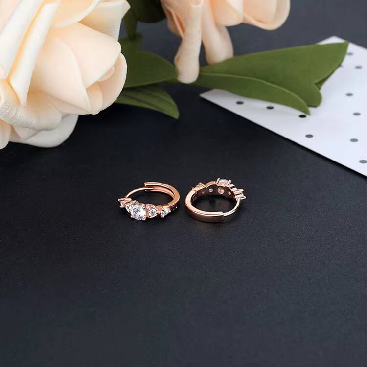New Fashion Shiny Zirconia Ladies Elegant Moissanite Stud Earrings for Women Hoop Earrings Gold Plated Zirconia Jewellery