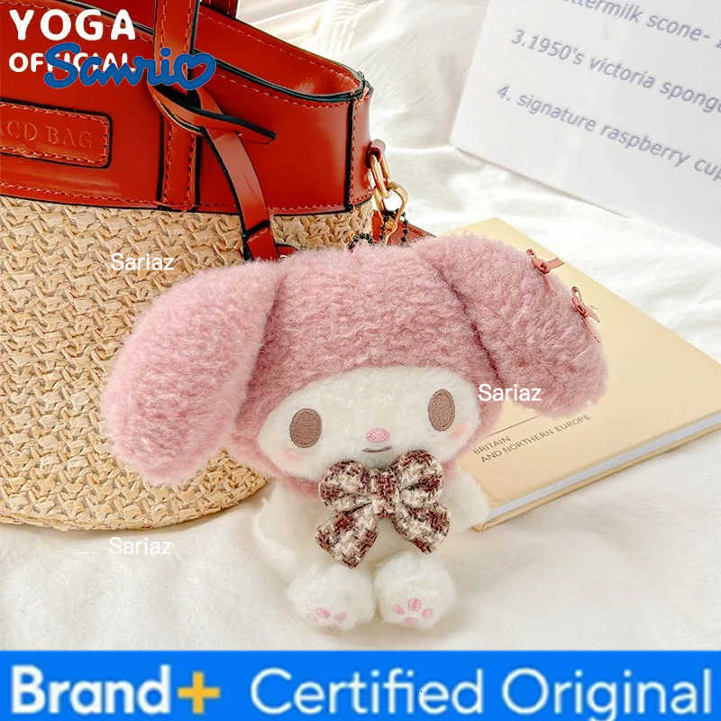 Sanrio 10Cm Anime Hello Kitty My Melody Kuromi Plush Keychain Pendant Cute Plush Doll Plaid Pendant Cartoon New Bag Pendant H251225