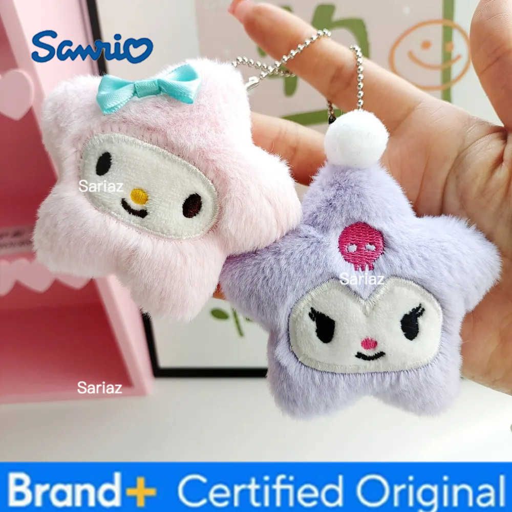 Sanrio Stuffed Hanging Keychain Hello Kitty Kuromi Cinnamoroll Star Cute Cartoon Doll Bag Accessories Ornament Keychains Gifts H251225