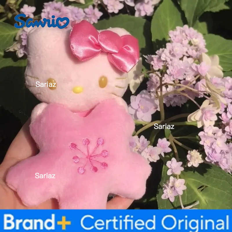 Sanrio Sanrios Black Skin Cherry Blossom Series Plush Doll Pendant Sakura Hello Kitty Plush Toys Kawaii Keychain Backpack Pendant gift H251225