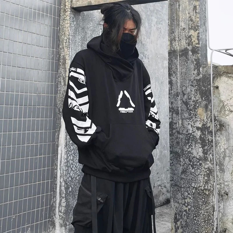 Punk Hoodie Men Fashion Creative Print Sweatshirt Pullover Harajuku Hip Hop Streetwear Tactical Functional Hoodies Techwear 251225