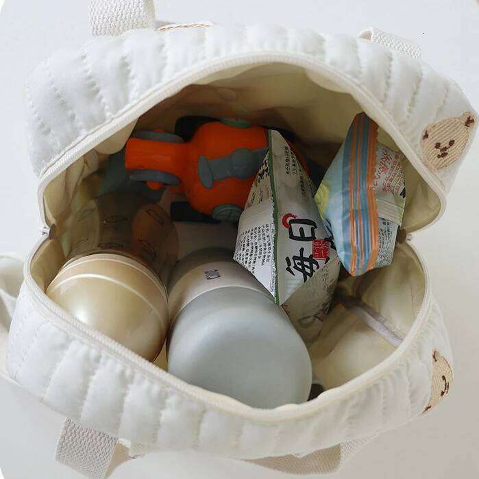 Ins Korean Embroidered Bear Mommy Multi-functional Outdoor Lightweight Handbag Storage Diaper White Travel Bag X251225