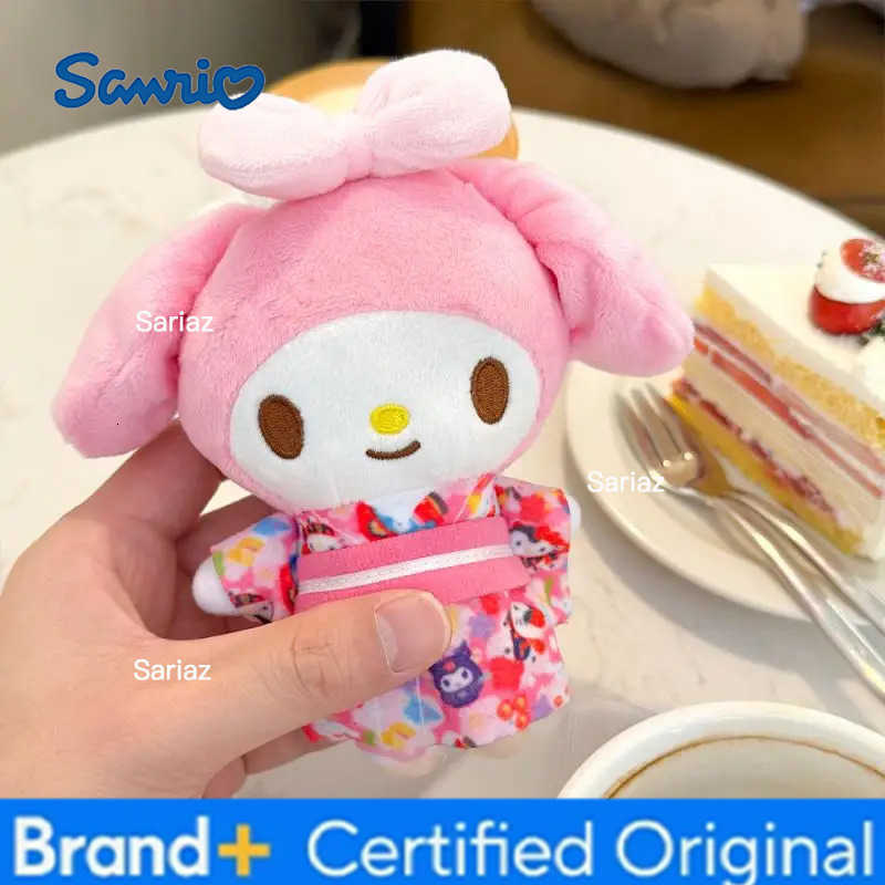 Sanrio 15Cm Cartoon Hello Kitty My Melody Kuromi Sakura Kimono Series Plush Keychain Kawaii School Bag Pendant Pp Cotton Stuffed Doll H251225