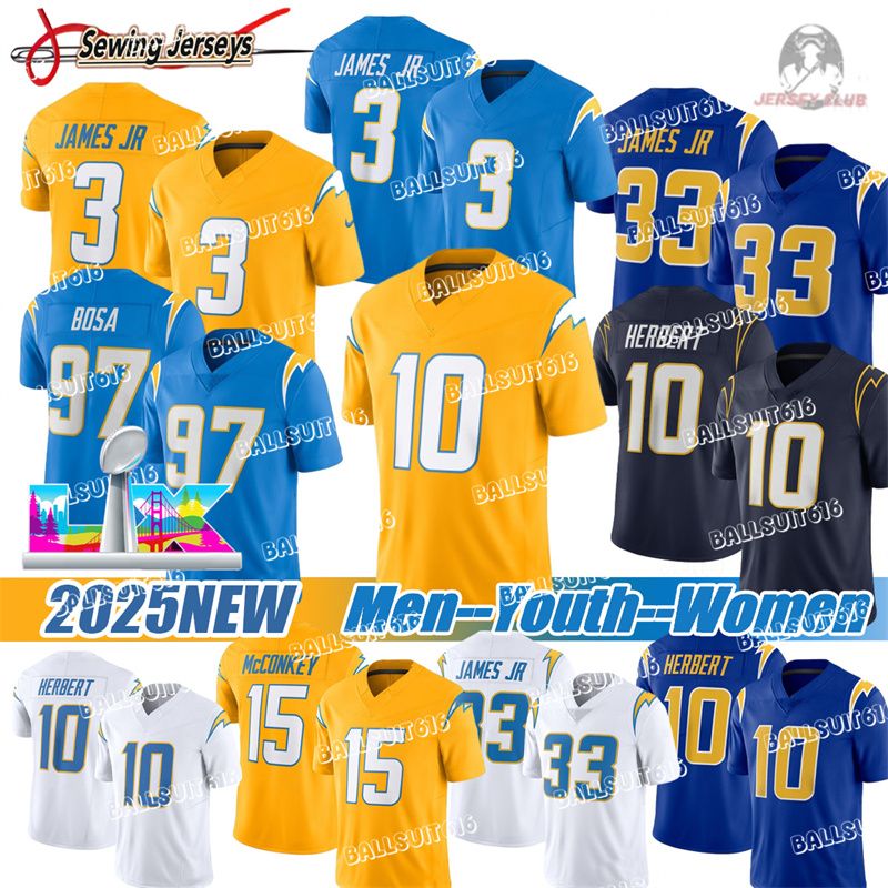 Los Angelescity Charger jersey Justin Herbert Ladd McConkey Joe Alt Joey Bosa #3 James Jr. Khalil Mack Cameron Dicker Football Jerseys