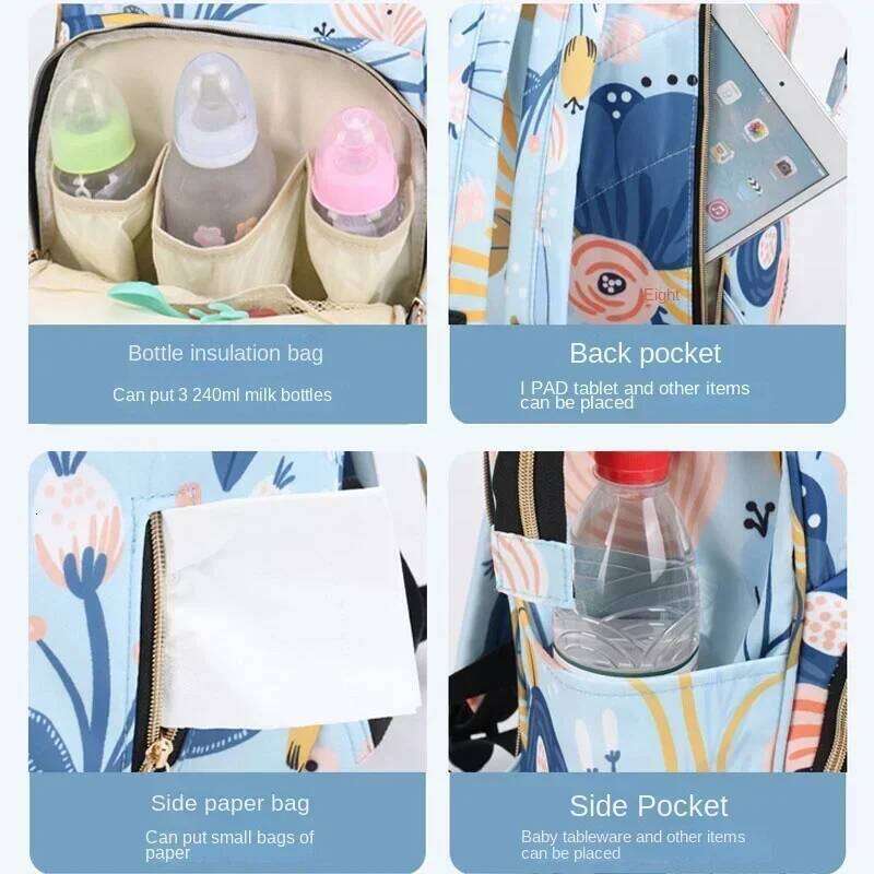 Fashion Print Nappy Backpack Mummy Large Capacity Bag Mom Multi-function Outdoor Travel Diaper Bags for Baby Care Stuff X251225