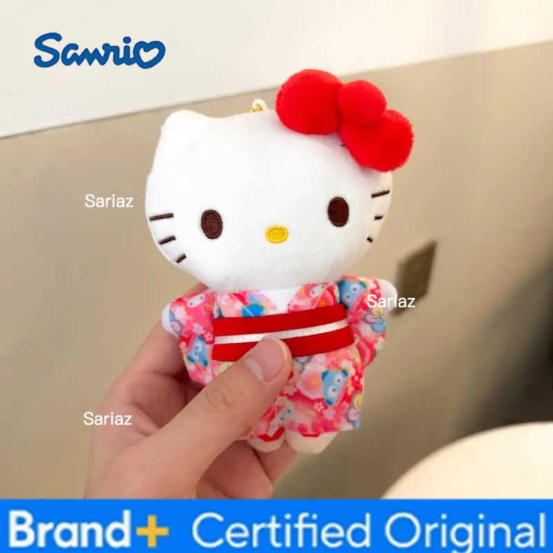 Sanrio 15Cm Cartoon Hello Kitty My Melody Kuromi Sakura Kimono Series Plush Keychain Kawaii School Bag Pendant Pp Cotton Stuffed Doll H251225