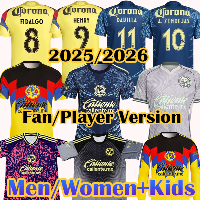 Club America 2025 2026 Tricampeon Soccer Jerseys Liga MX A.ZENDEJAS FIDALGO Men Women Kids KIT