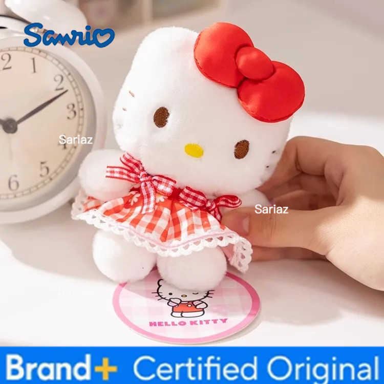 Sanrio Genuine Hello Kitty Cute Girl Keychain Car School bag Pendant Kids Plush Toys Keyring Plushier Birthday Thanksgiving Gift H251225