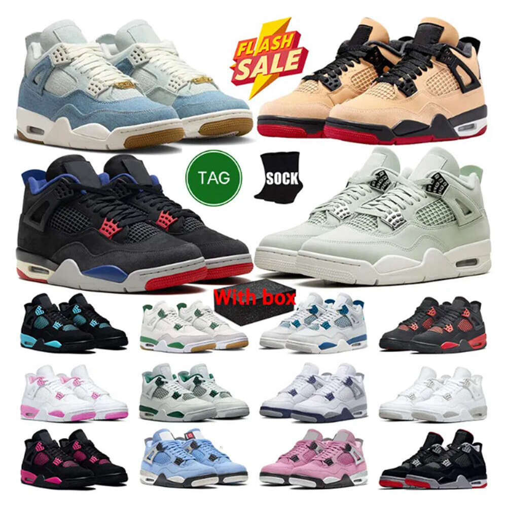Original Box Designer 4 Basketball shoes Men Women 4s Sneakers Worn Blue Panda Military Black Cat Purple Thunder Cool Grey Bred Sports Mens Trainers Sneake
