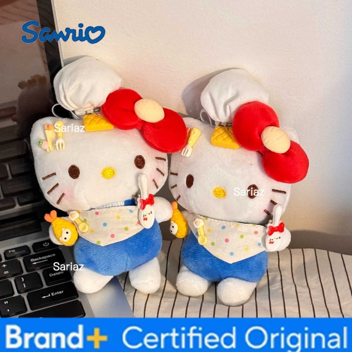 Sanrio Hello Kitty Keychain Anime Doll Kawaii Kitty Cat Gourmet Plush Hanging Key Chain Cute Backpack Decoration Accessories Girl Gifts H251225