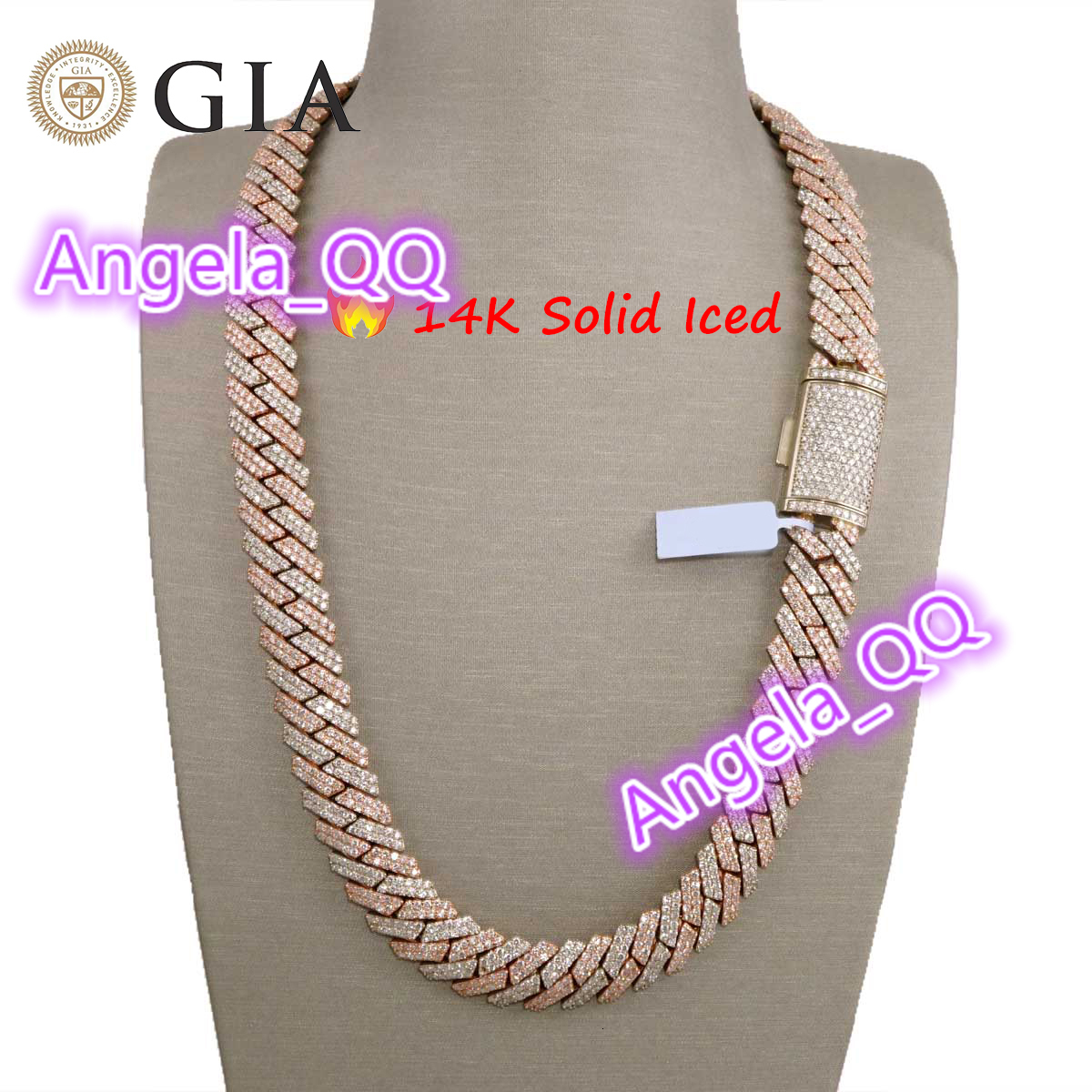 Hip Hop Jewelry Custom 14mm Real 14K Yellow Gold Synthetic CVD VS Grown Diamond Iced Out Cuban Link Chain and Bracelet for Men