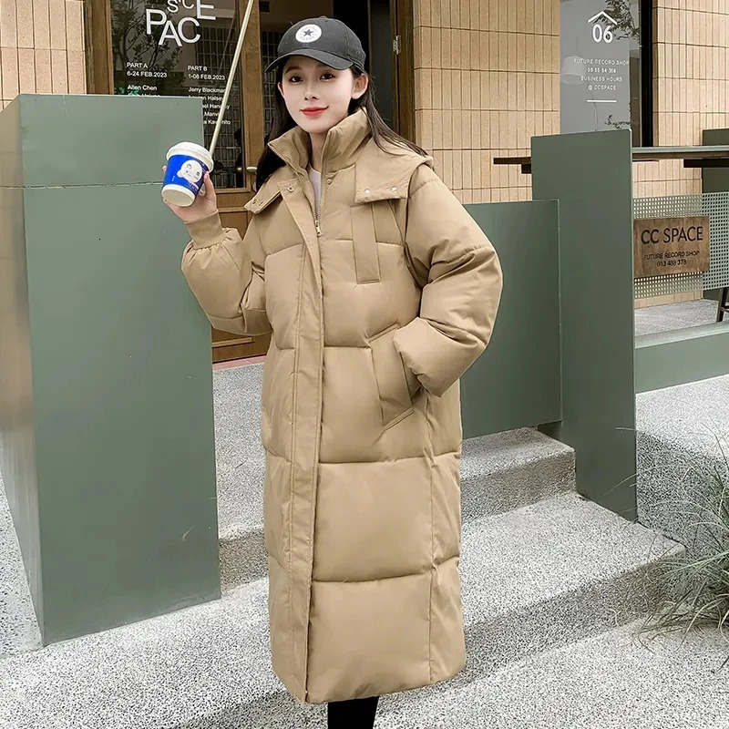 Womens Winter Parka Coat Korean Version Fashion Loose Lady Outerwear Elegant Versatile Hooded Ladies Down Cotton Jacket 251225