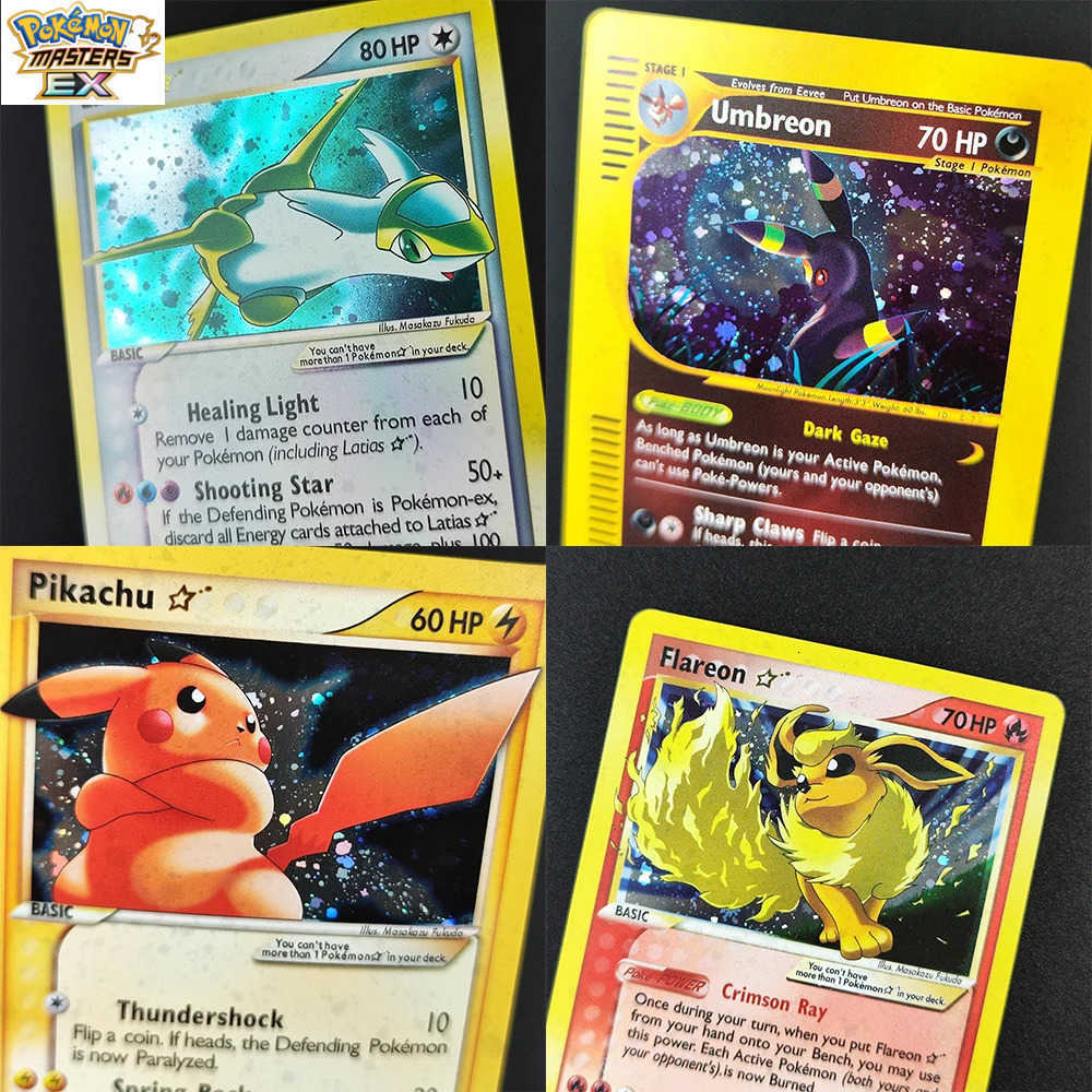 DIY Proxy PTCG English Umbreon Charizard Rayquaza Lugia Mewtwo Pikachu Torchic Espeon Gold Star Hobby Collection Flash Card Toy L251225G2JQ