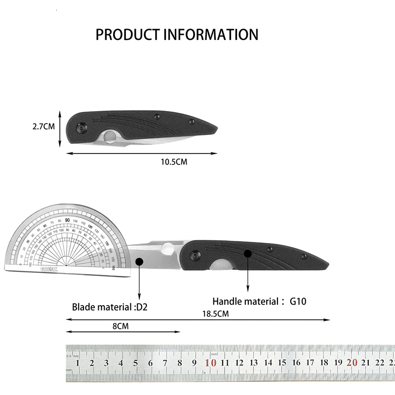 C153 Folding Outdoor Pocket knife Multi-functional EDC tool Camping Tactical Hunting Knife D2 blade G10 Handle