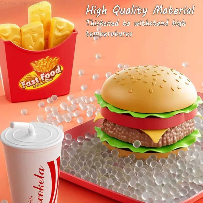 Disney Kid Kitchen Toy Set Simulation Make Hamburger Pizza Fries Pretend Play Food Cooking Cutting Game Montessori Interactive Toy Gift H251225