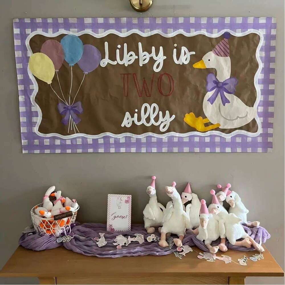 6/16PCS One Silly Goose Favors Stuffed Animal Plush Toy Baby Shower Birthday Party Gifts Size:25CM X251225