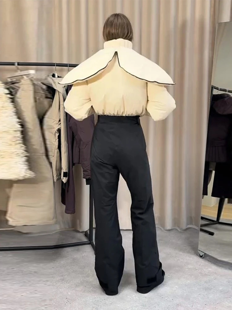 Detachable Hooded Ski Suit Jumpsuit Woman Zipper Color Blocked Long Sleeve Slim Warm Jumpsuits Sports Casual Womens Suits 251225