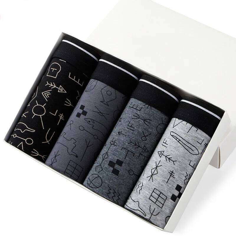4pcs Men's Panties Sexy Shorts Cotton Underwear Male Breathable Boxers Solid Boxershorts Brand Underpants X251225