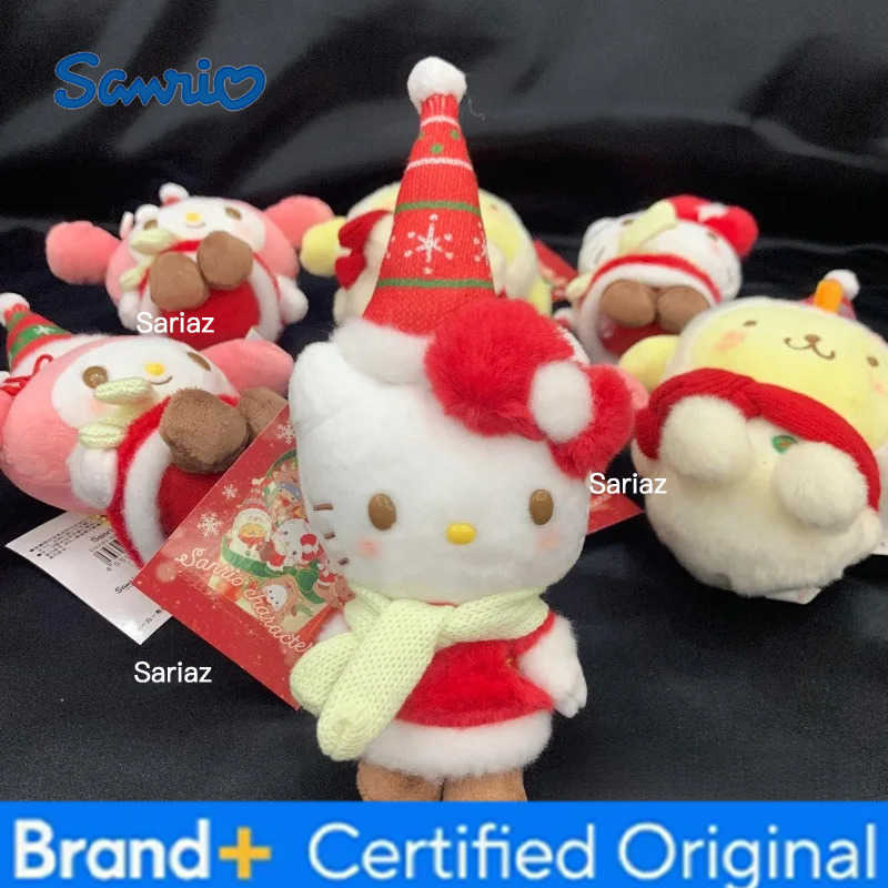 Sanrio New My Melody Plush Doll Keychain Christmas Series Hello Kitty Stuffed Keyring Kawaii Melody Backpack Pendant Sweet Gifts H251225