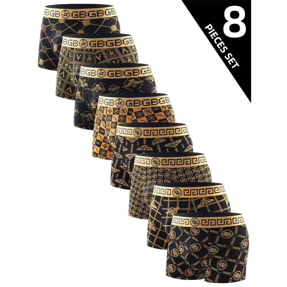 8 Piece Underwear Set Soft Comfortable High Quality Boxer Briefs Panties Black Gold Domineering Selling Men's Pants X251225
