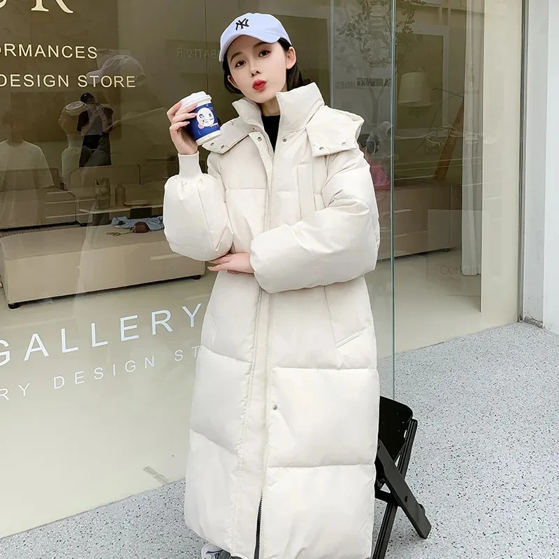Womens Winter Parka Coat Korean Version Fashion Loose Lady Outerwear Elegant Versatile Hooded Ladies Down Cotton Jacket 251225