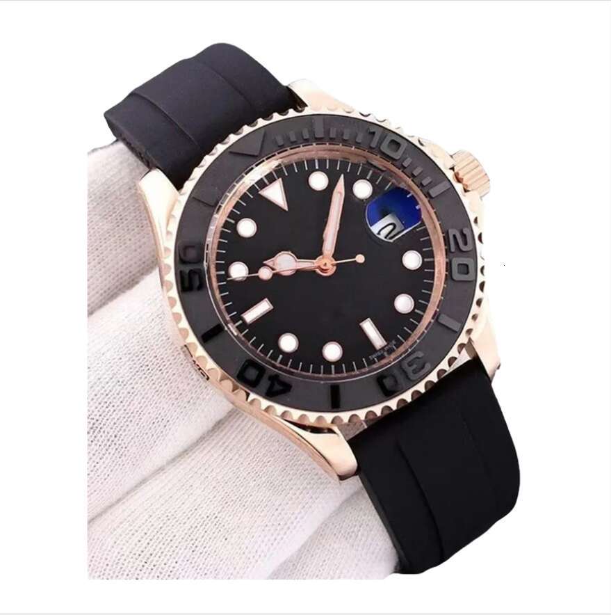TOP brand mens watches automatic watch Movement Brown Dial Rose Gold Ceramic Bezel Two-tone Inlaid Original Solid Bracelet wristwatches