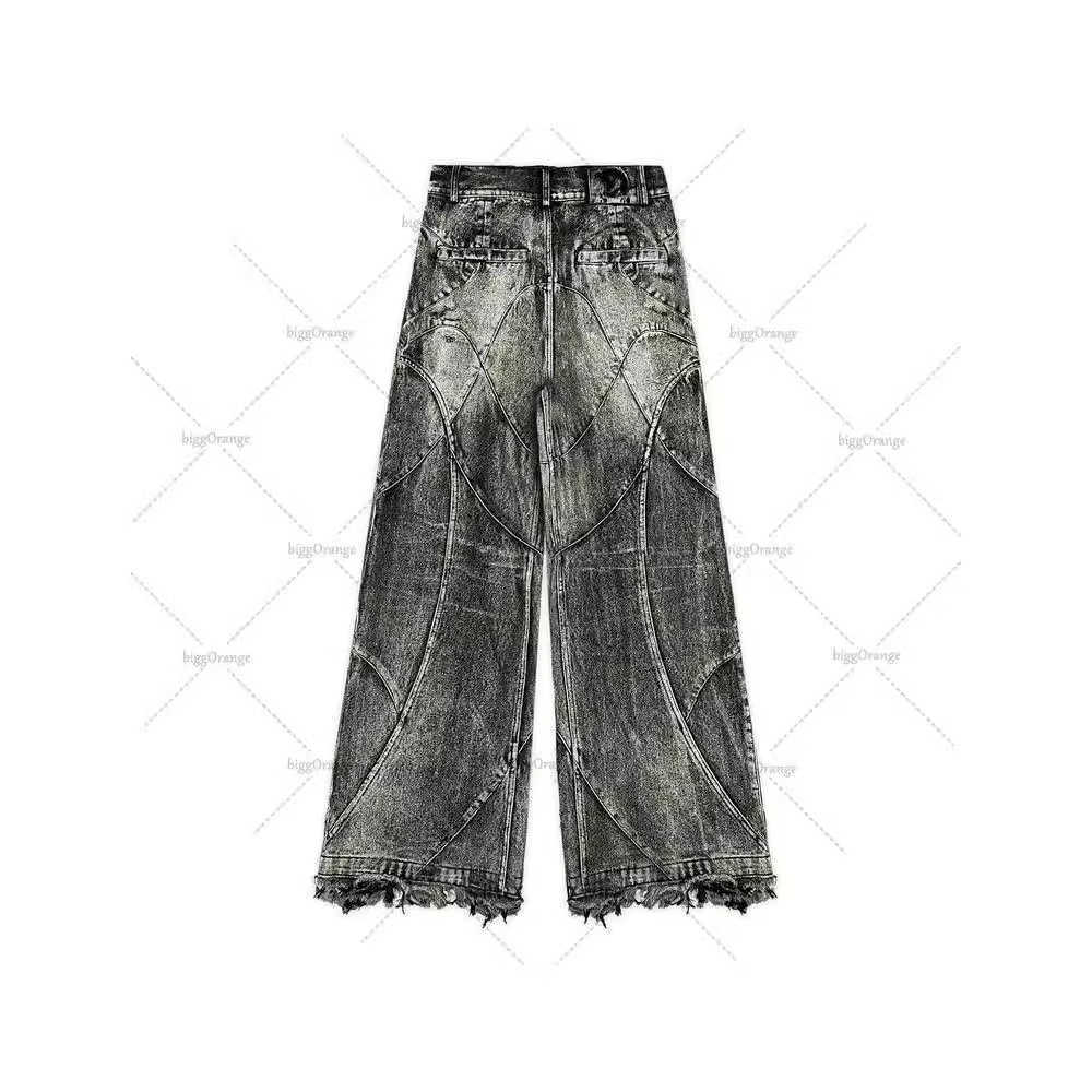 Best-selling vintage washed denim pants for men - Gothic street fashion straight-leg denim trousers Z251225