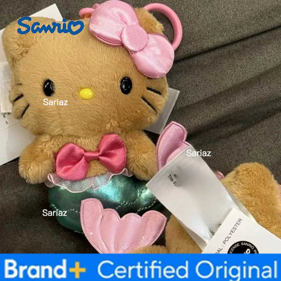 Sanrio Anime Black Leather Hellokitty Plush Doll Pendant Mermaid Hawaiian Series KT Keychain Gift Plush Doll Storage Bag Pendant gift H251225