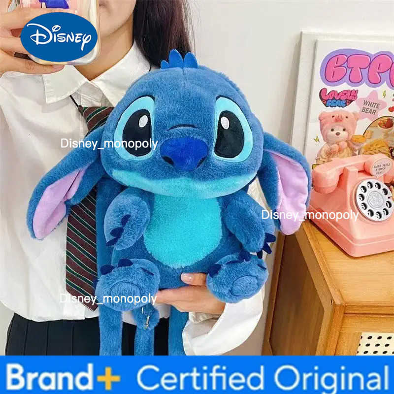 Disney New Plush Backpack Ins Japanese Blue Stitch Funny Cartoon Large-Capacity Student Backpack Kindergarten Bag Child Gift H251225