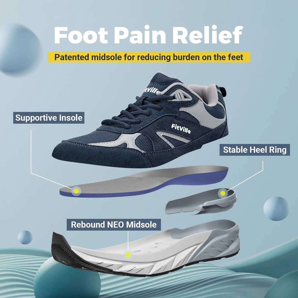 Fittington Walking Shoes For Man Extra Wide Width Sneakers With Arch Support for Flat Feet Heel Pain Relief Plantar Fasciitis X251225