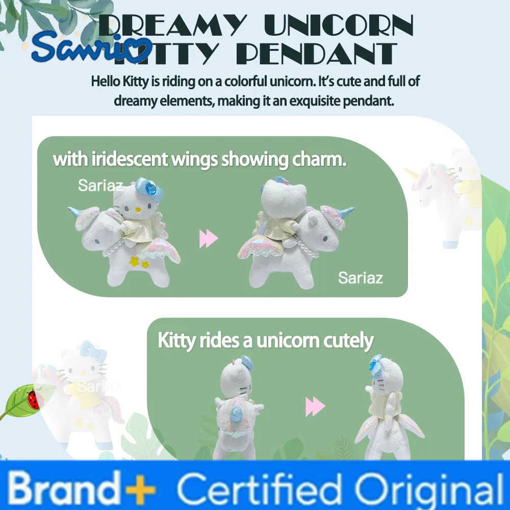 Sanrio Hello Kitty Riding Unicorn Plush Toys Doll cute cartoon Keychain Exquisite backpack decoration Christmas gift H251225