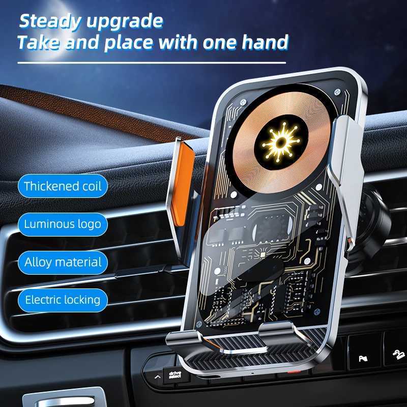 Universal Car Wireless Charging Mobile Phone Holder Air Outlet Mount Transparent Vehicle Navigation Bracket for Smartphones K260307