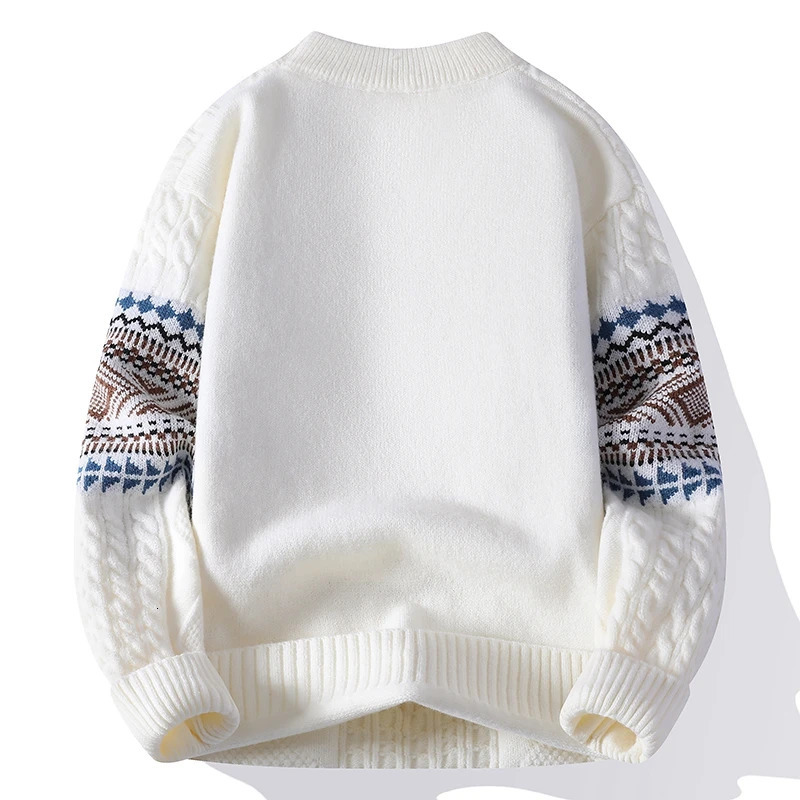 Style Male Embroidery Pullover Winter Warm Knit Sweater Round Neck High Quality Oversized Fashion for Man 251225
