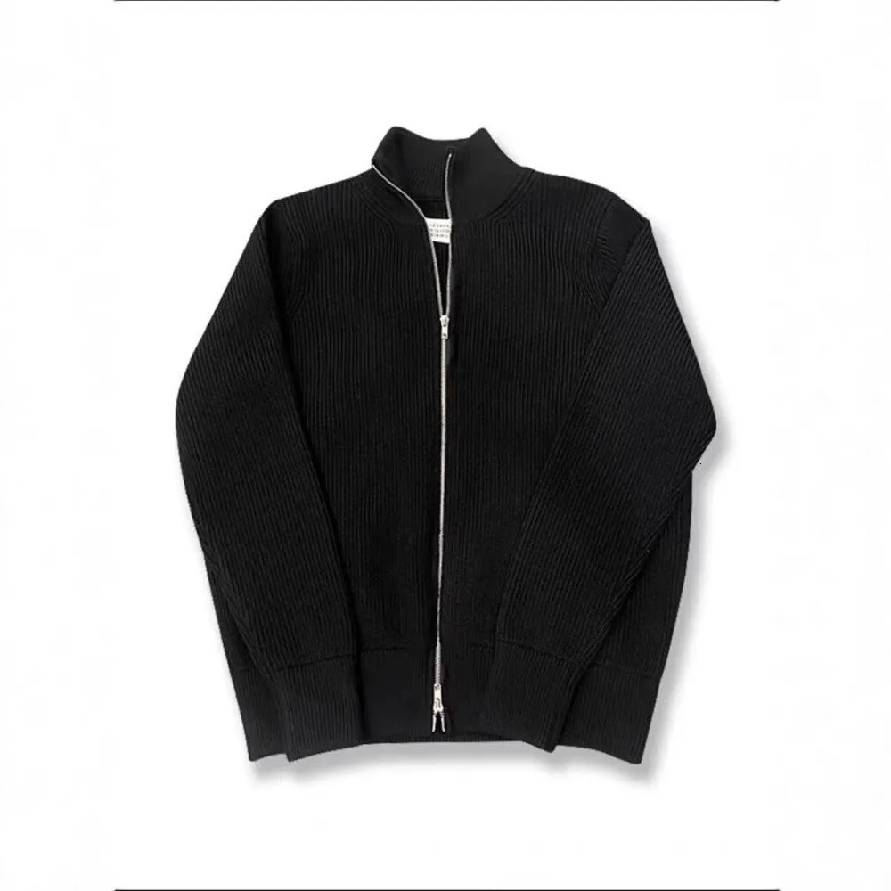 Mens Knitted Sweater Autumn Winter American Retro Double Zipper Open Cardigan Lazy Sle Stand Collar Jaet Trendy 251225