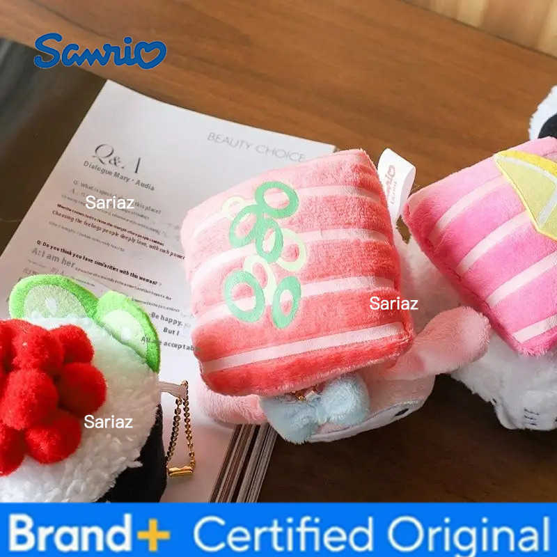 Sanrio Adorable Sushi Cinnamoroll Plush Keychain Toy Hellokitty Bag Decorative Hanging Doll Soft Cuddly Stuffed Animal Toy H251225