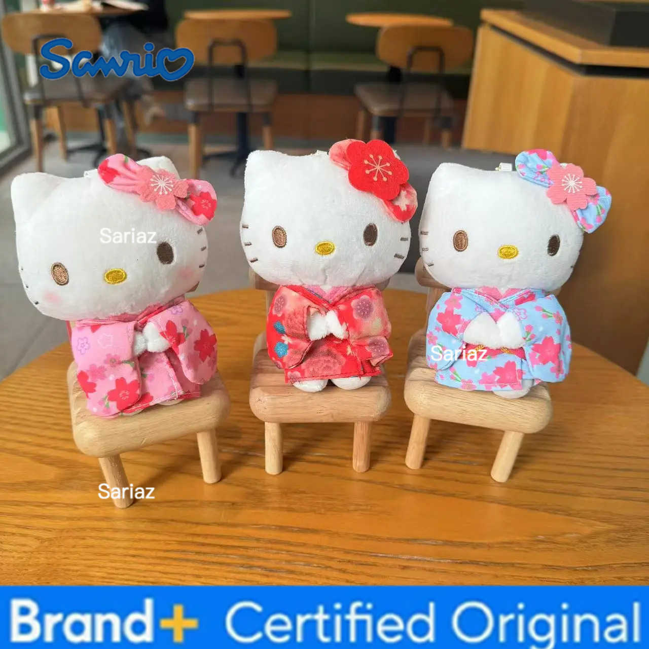 Sanrio Cute Hello Kitty Kimono Plush Doll Anime Figure Japanese Style Sakura Keychain Bag Accessory Girlfriend Gifts H251225