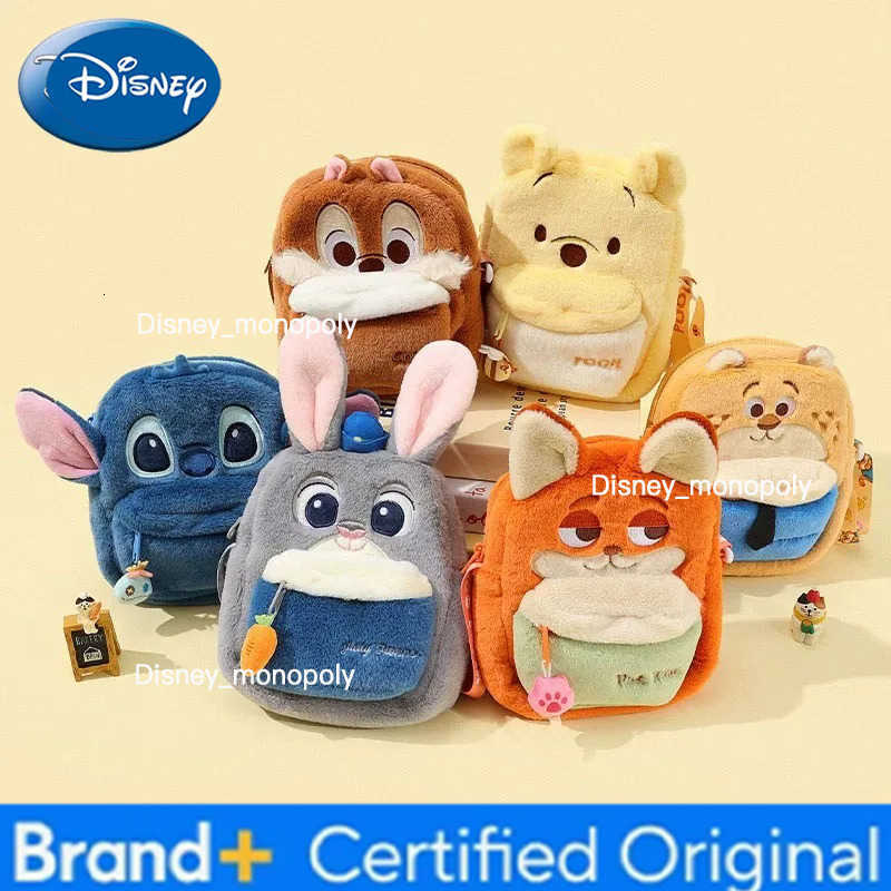 Disney 2025 New Cartoon Stitch Winnie Bear Cute Plush Crossbody Bag Out of The Street Crossbody Bag Doll Plush Mobile Phone Bag H251225