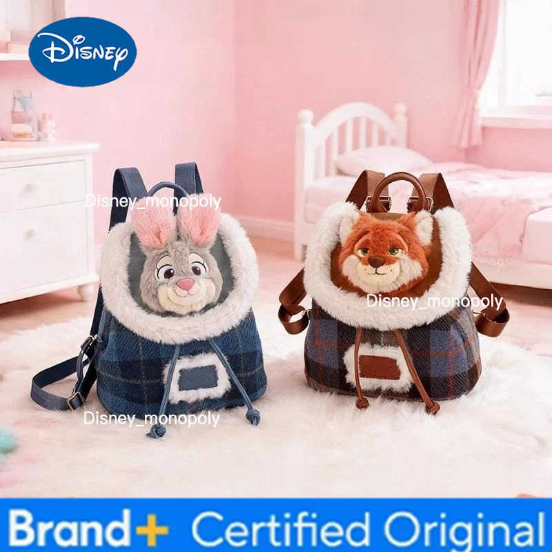 Disney New In Stock Zootopia Peripheral Plush Backpack Doll 3D Cartoon Cute High Quality Fashion Casual Bag Birthday Present For Friend H251225