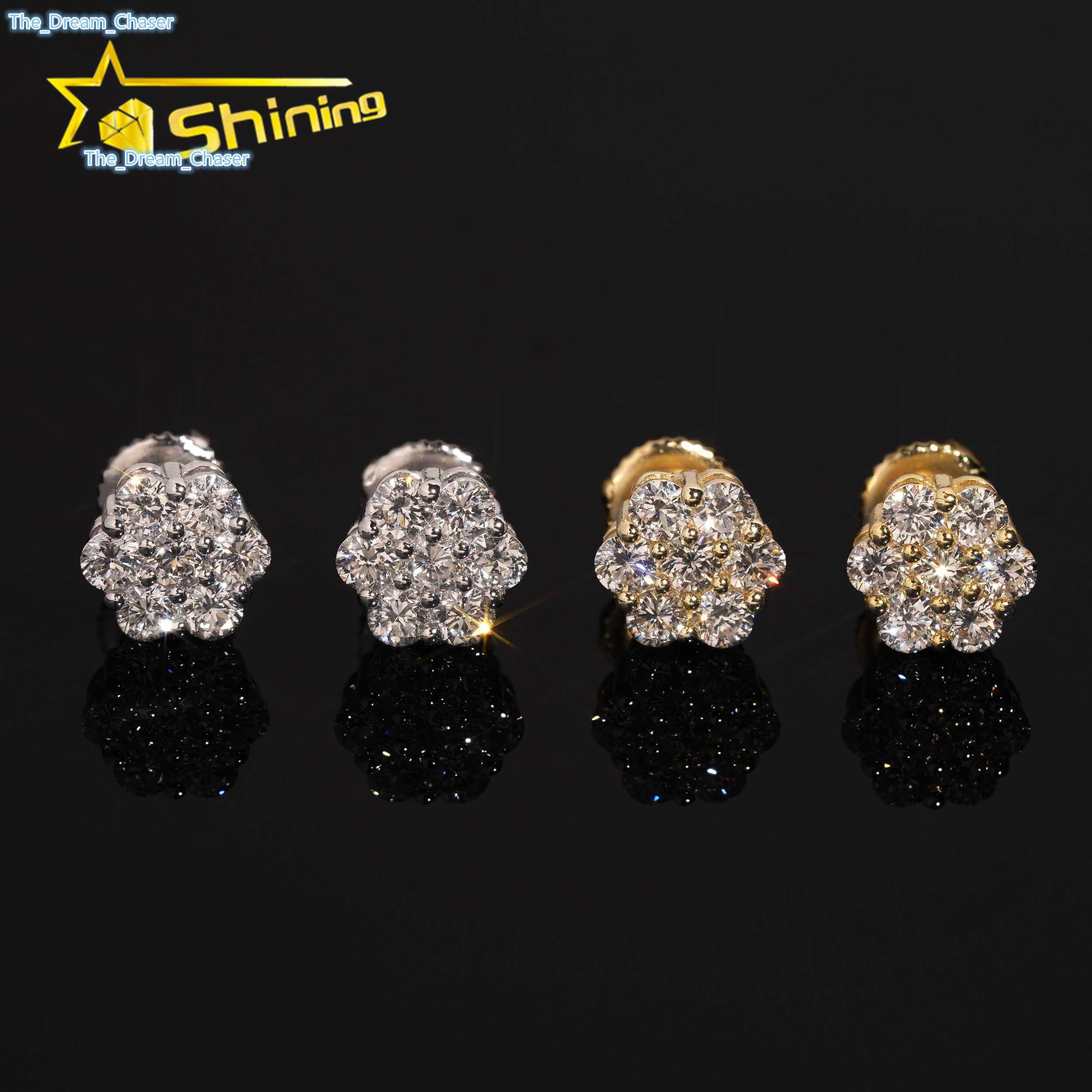 New Arrival Lab Diamond Earrings Screw Back 925 Silver Gold Plated Lab Grown Diamond Studs Earringsfor Men Women