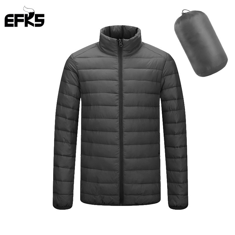 Autumn and winter mens long sleeved silicone zipper front plain cardigan basic down jacket for warmth and windproof 241031