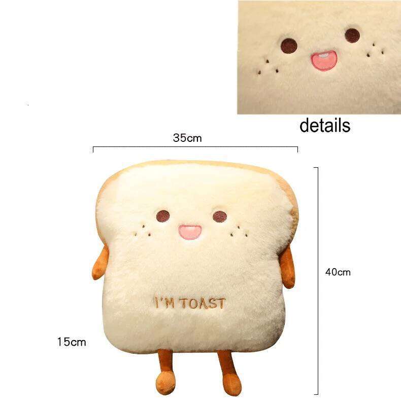 Plush Toast Bread Cute Simulation Food Hot Dog Soft Doll Hand Warmer Pillow Cushion Home Decor Kids Toys Birthday Gift X251225
