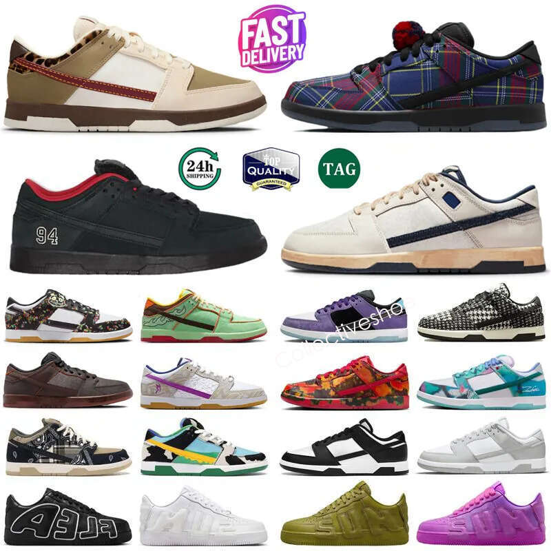 With boxDesigner Low Casual Shoes 94 Nardwuar Stranger Things Khaki Leopard Krampus Panda Monium White Black Grey Triple Pink Green Purple UNC Men Women traine