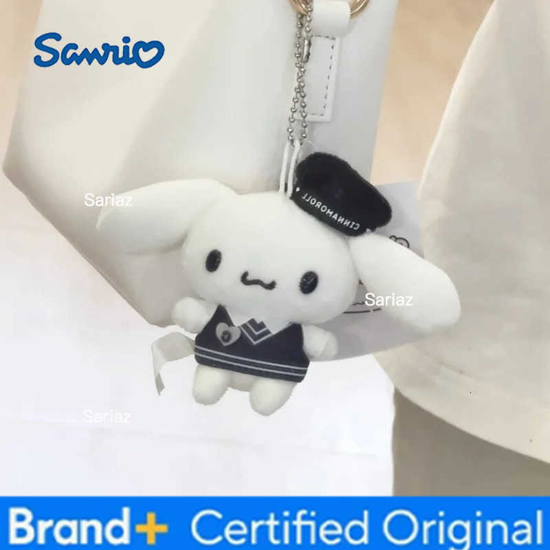 Sanrio Kawaii Sanrios Cinnamoroll Plush Pendant Black White Impression dark series Cartoon Stuffed Keyrings Toys Ornament girl Gifts H251225