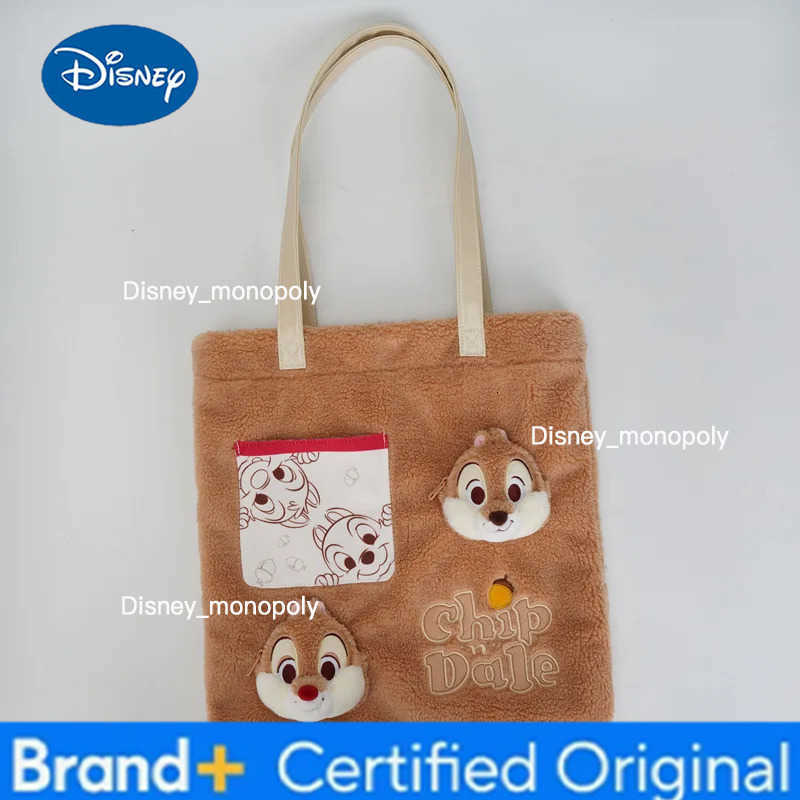 Disney Genuine Chip n Dale Plush Doll Single Shoulder Bag High-capacity Handbag Lovely Coin Purse Shopping Bag H251225