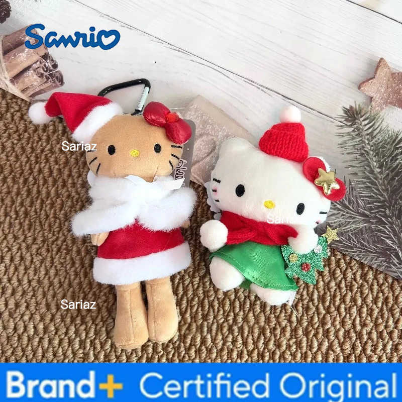 Sanrio New 15CM Kitty Plush Keychain Christmas Tree Long Legs Xmas Cartoon Santa ClausPlush Doll Backpack Charm Christmas Gift H251225