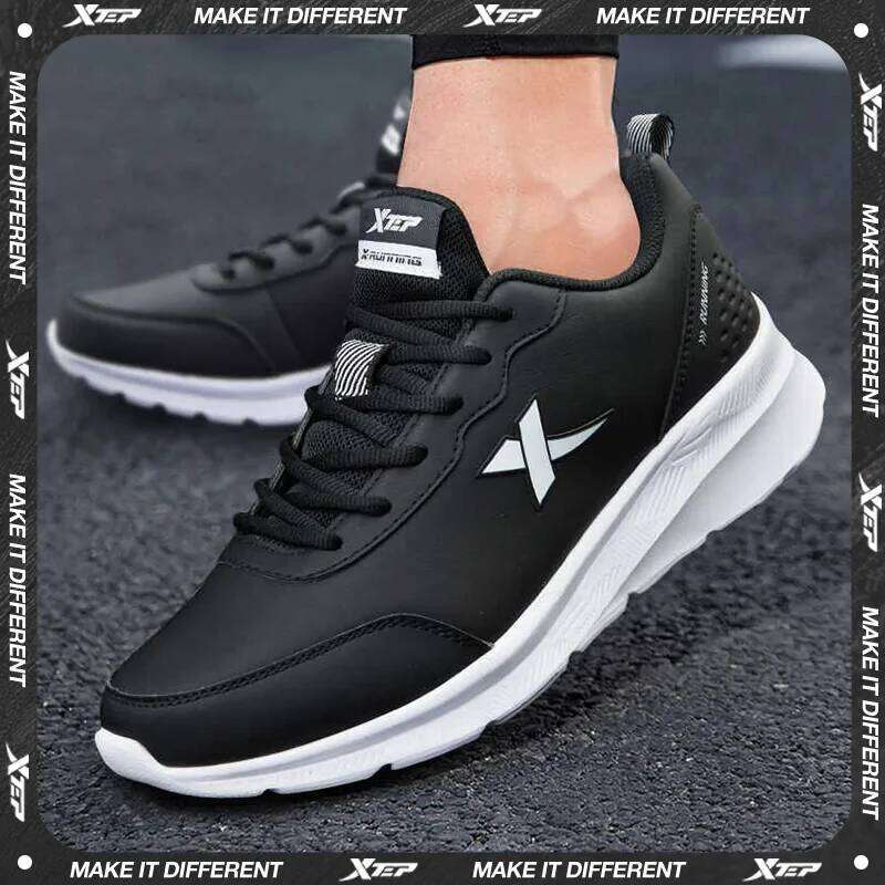 Xtep Running For Men 2024 Winter Leather Waterproof Sports Shoes Cushioning Wear-Resistant Jogging Sneakers 876419110051 X251225
