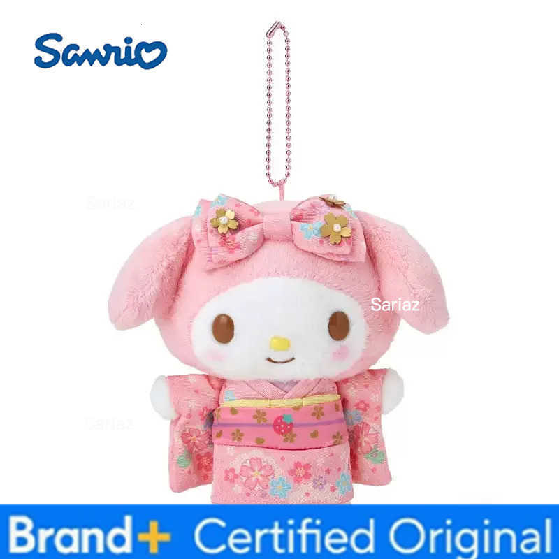 Sanrio 16CM Hello Kitty Plush kimono keychain Cartoon Cinnamoroll My Melody Kuromi PP Cotton stuffed dolls schoolbag pendant Gift H251225